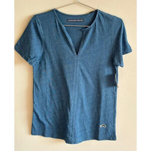 Nantucket Whaler Womens Short Sleeve Denim Style Shirt Blue Size Small
